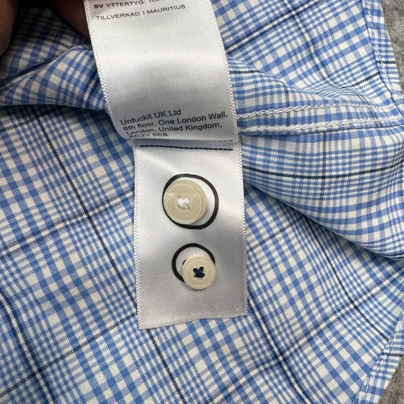 UNTUCKit Men's 2XLT Wrinkle‎ Free Cotton Button Down Shirt Blue Plaid Tall Fit - Picture 8 of 9